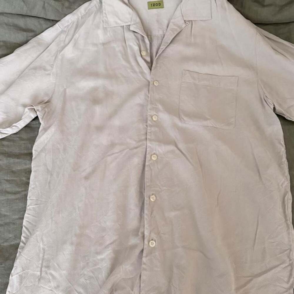 IZOD Silk Camp Collar Short Sleeve Button-Down Shirt